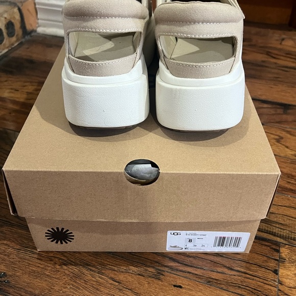 UGG Kids Tan Canvas Platform Mary-Jane Sneakers - Picture 5 of 6